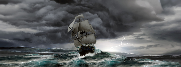 Корабль попал в шторм