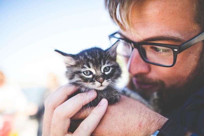 Фотография мужчины с котенком